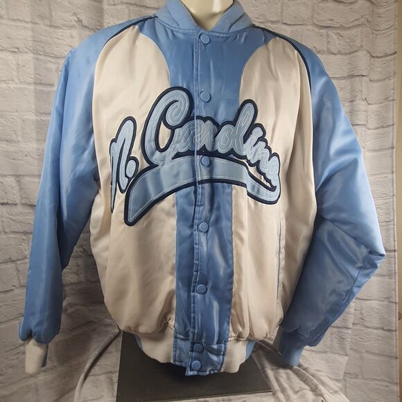 Vtg Raw Blue North Carolina Jacket Mens Large Tar Heels First Team Apparel 704 - Picture 1 of 10